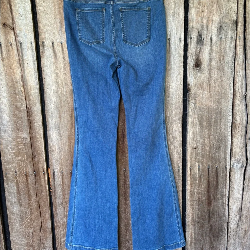 Spanx Blue Flare‎ Jeans Women's XL High Rise Pull-On